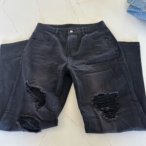 Distressed Black Women's Jeans